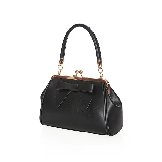 Black Retro Patent Handbag