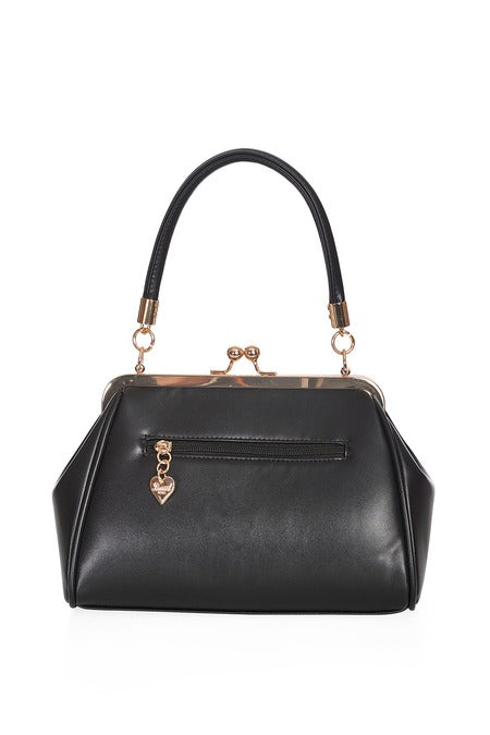 Black Retro Patent Handbag