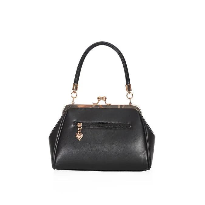 Black Retro Patent Handbag