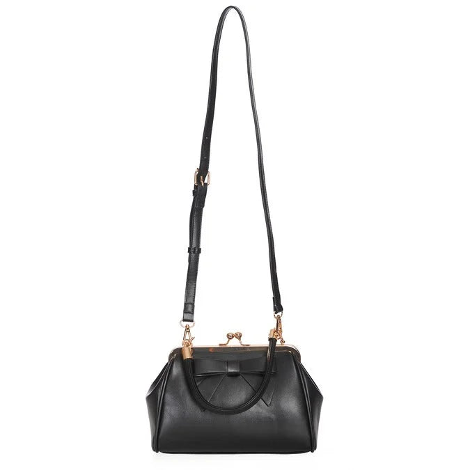 Black Retro Patent Handbag