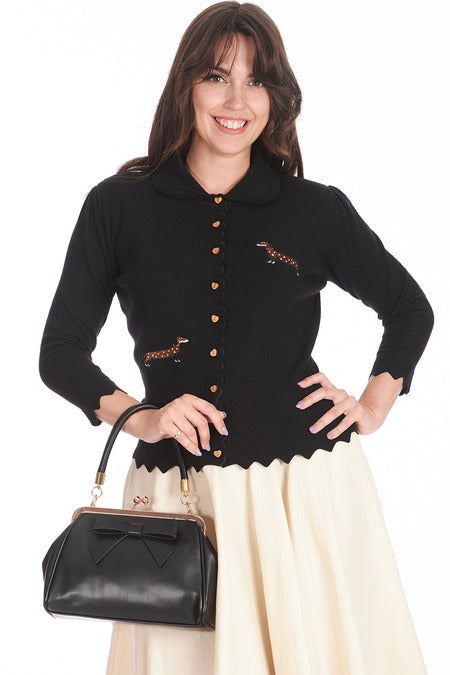Black Retro Patent Handbag