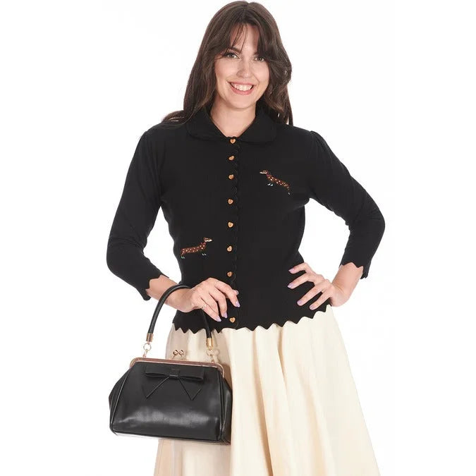 Black Retro Patent Handbag