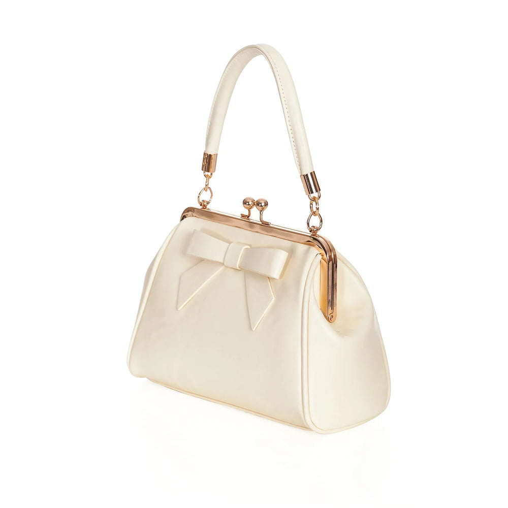 Cream Retro Patent Handbag - Pretty Kitty Fashion