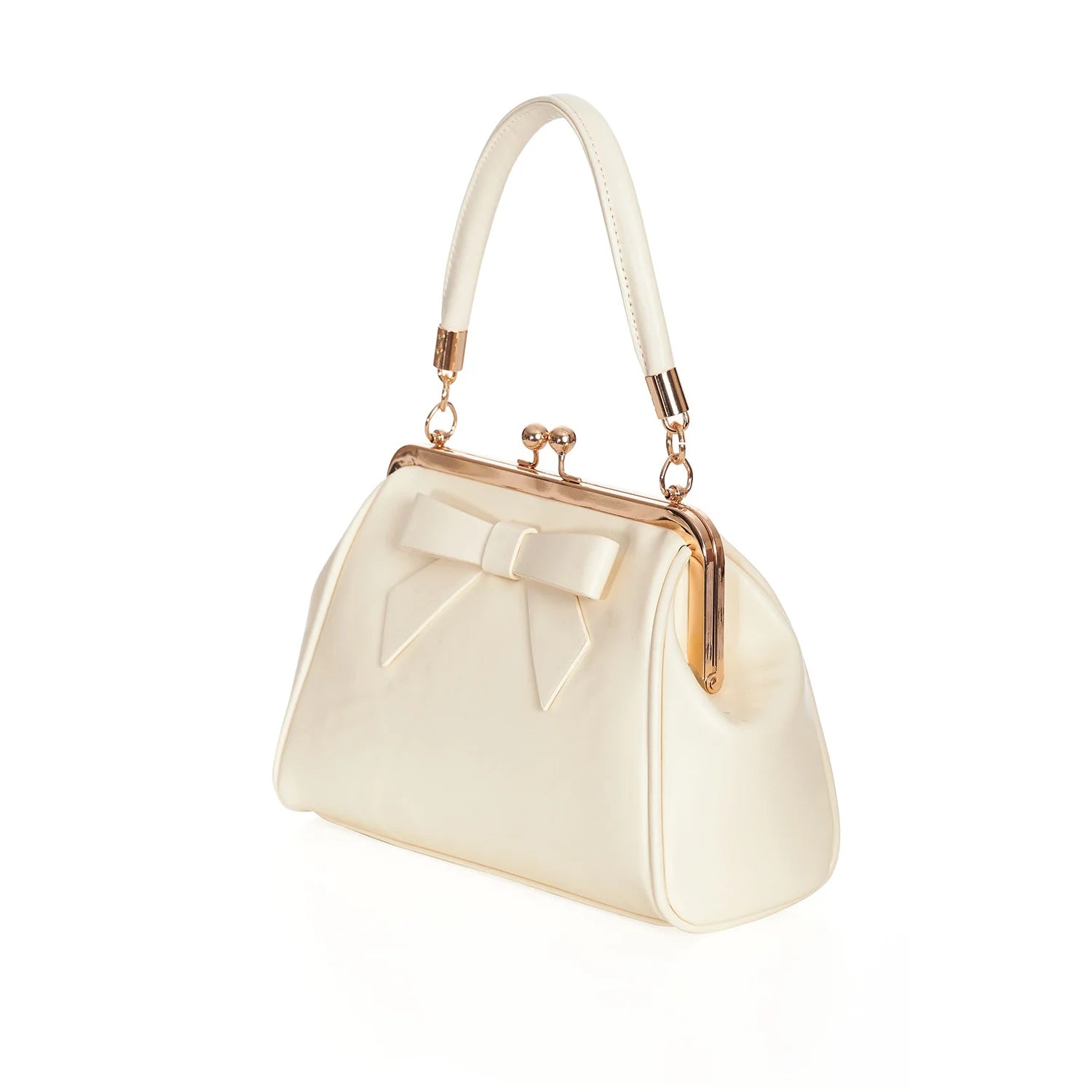 Cream Retro Patent Handbag - Pretty Kitty Fashion