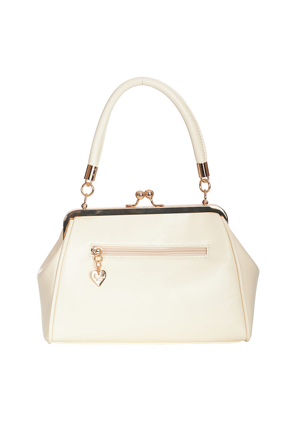 Cream Retro Patent Handbag