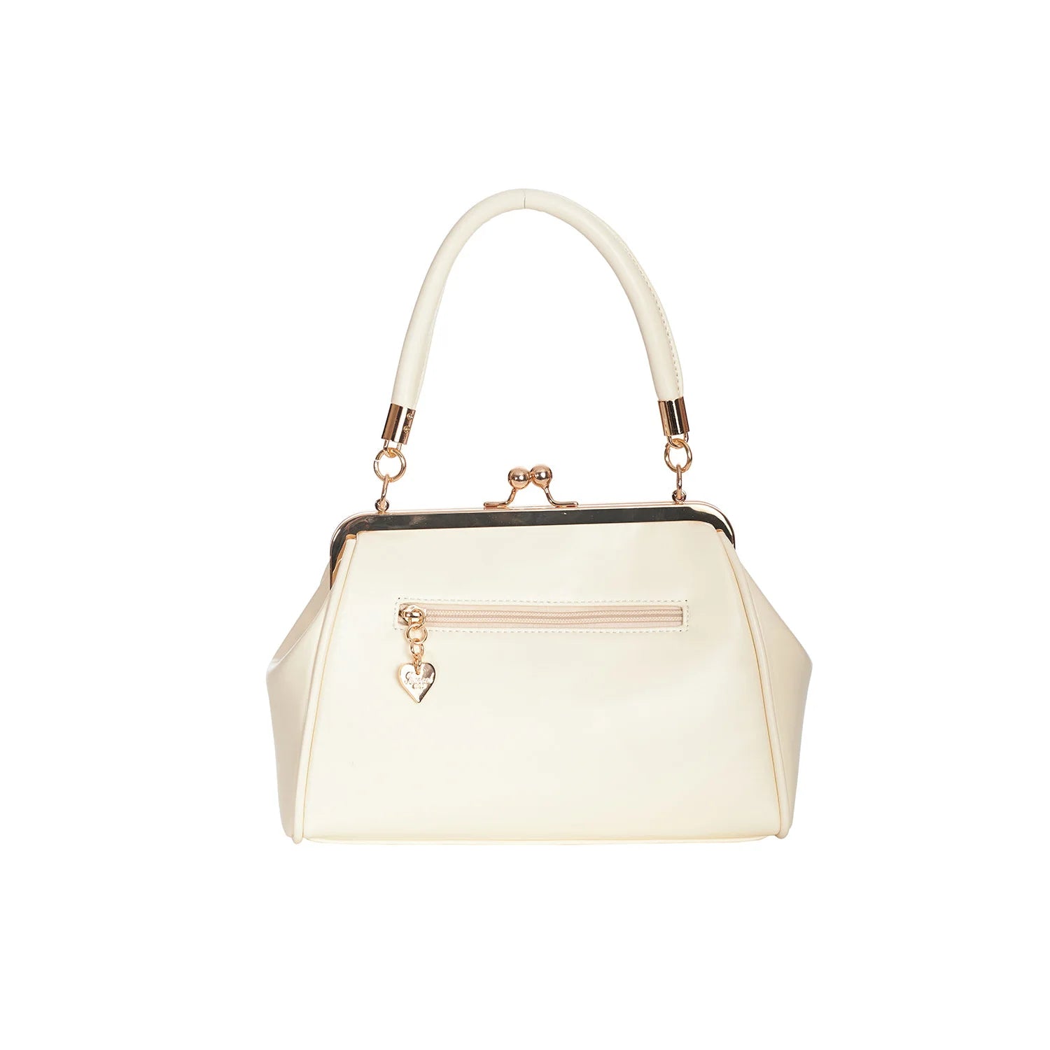 Cream Retro Patent Handbag - Pretty Kitty Fashion