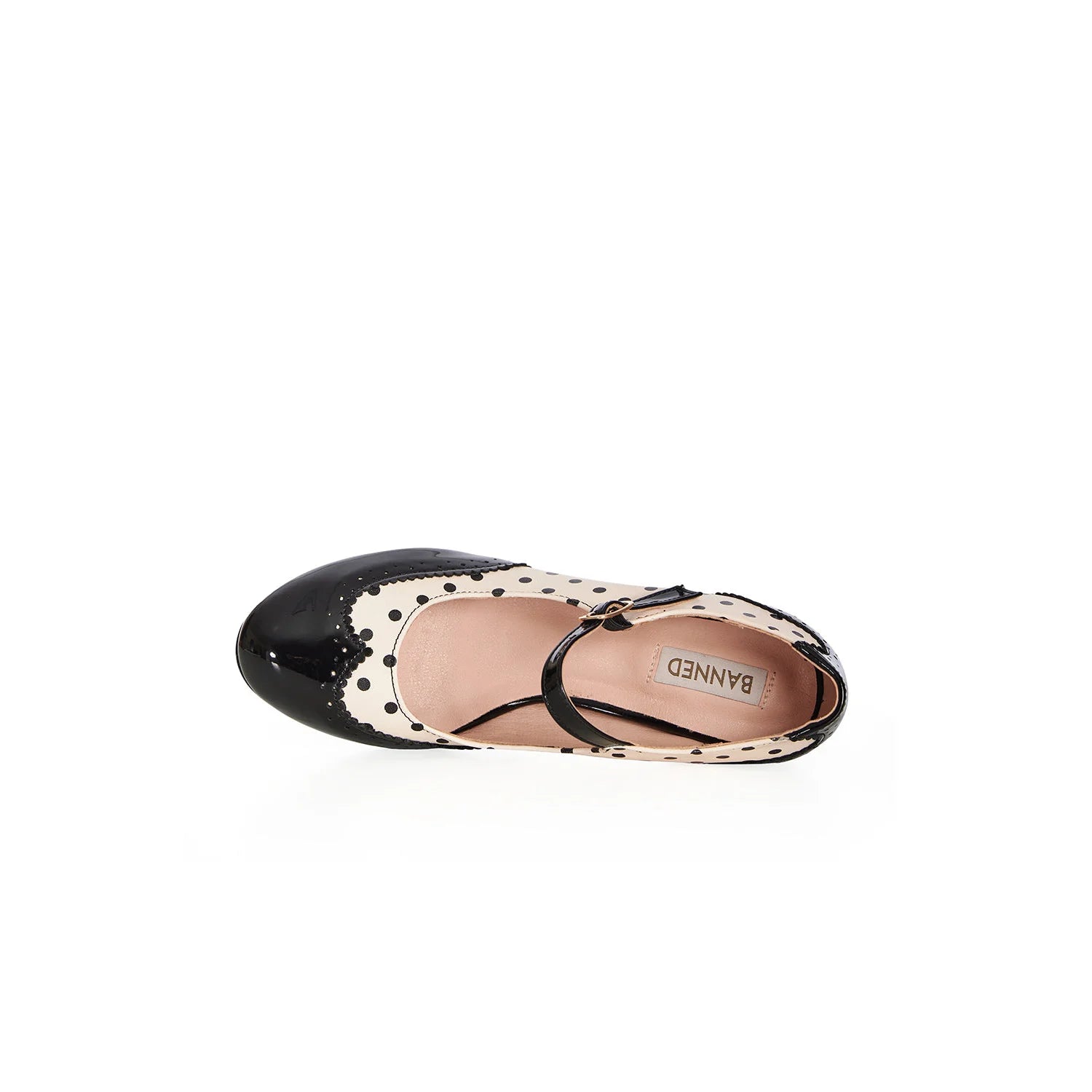 Black Nude Polka Dot Wide Fit Mary Jane Court Shoes