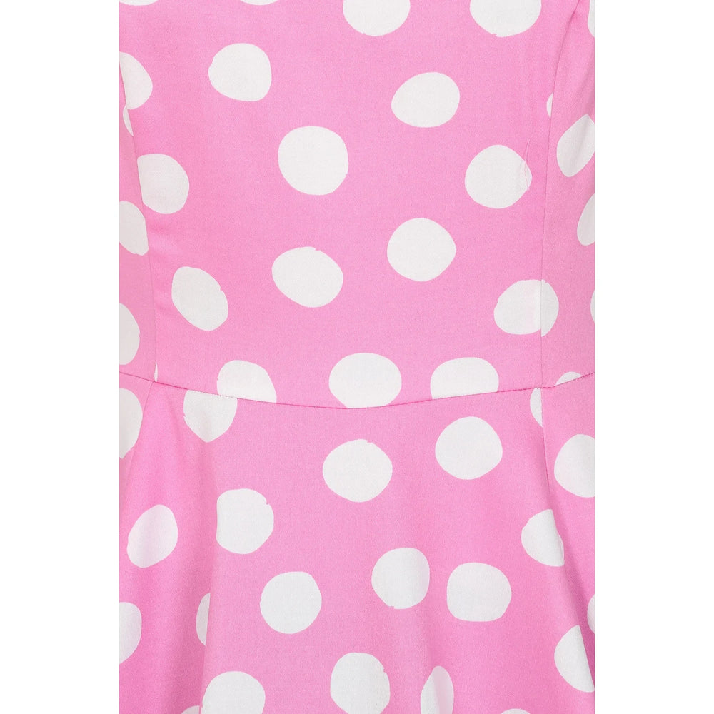 Pink White Sleeveless Polka Dot Audrey Swing Tea Dress