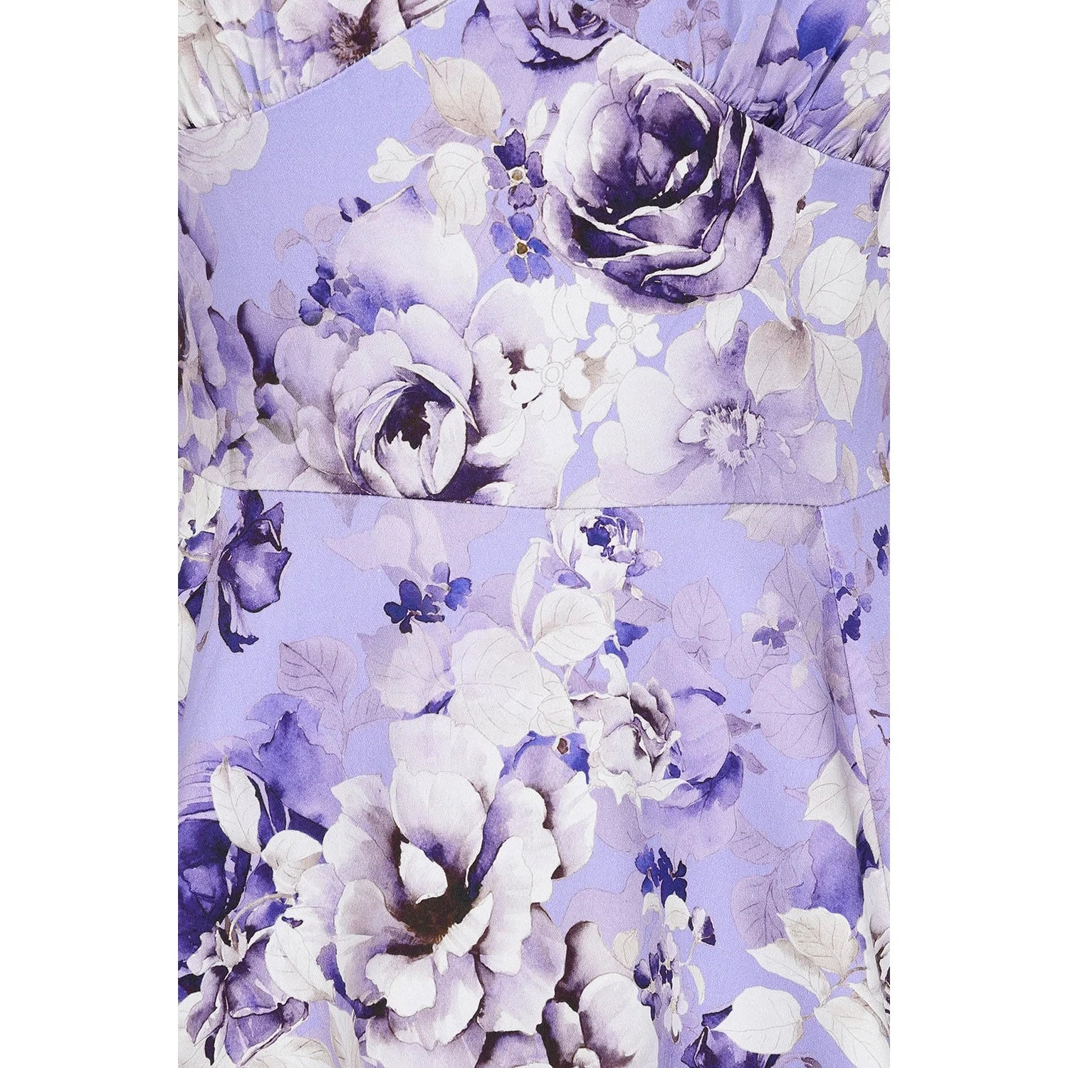 Lilac Floral Print Short Sleeve Swing Tea Dress