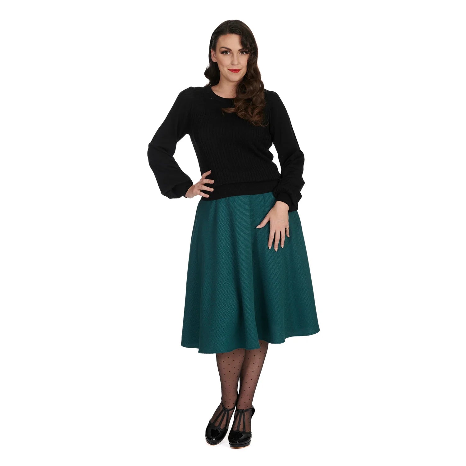 Black Long Bell Sleeve Stretch Top Jumper
