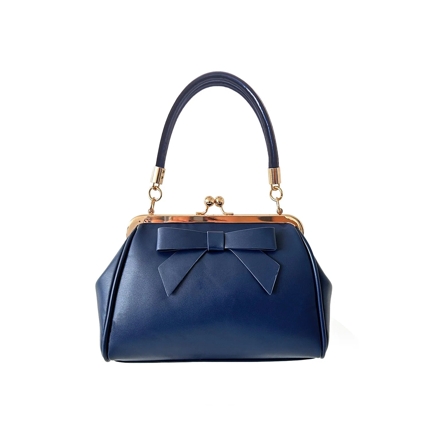 Navy Blue Retro Patent Handbag