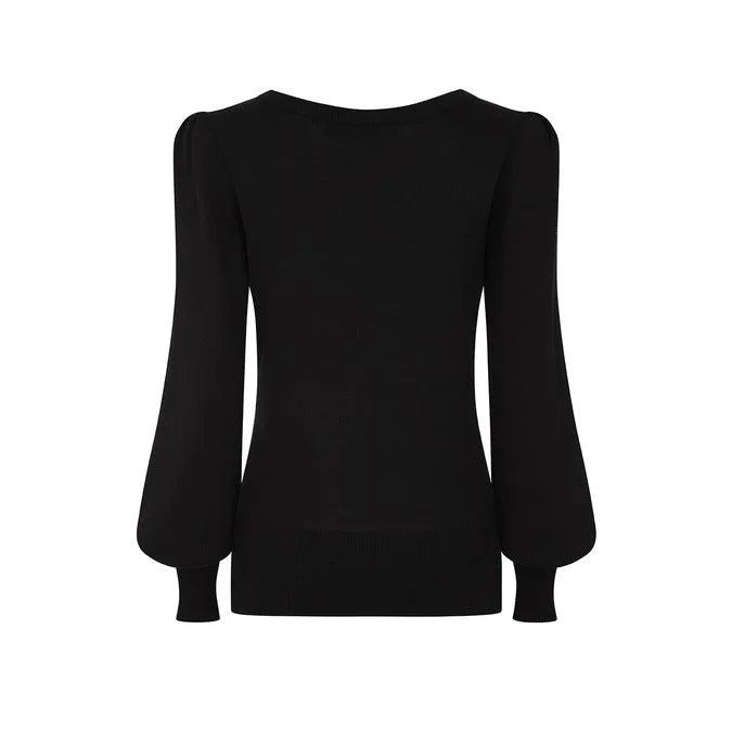 Black Long Bell Sleeve Stretch Top Jumper
