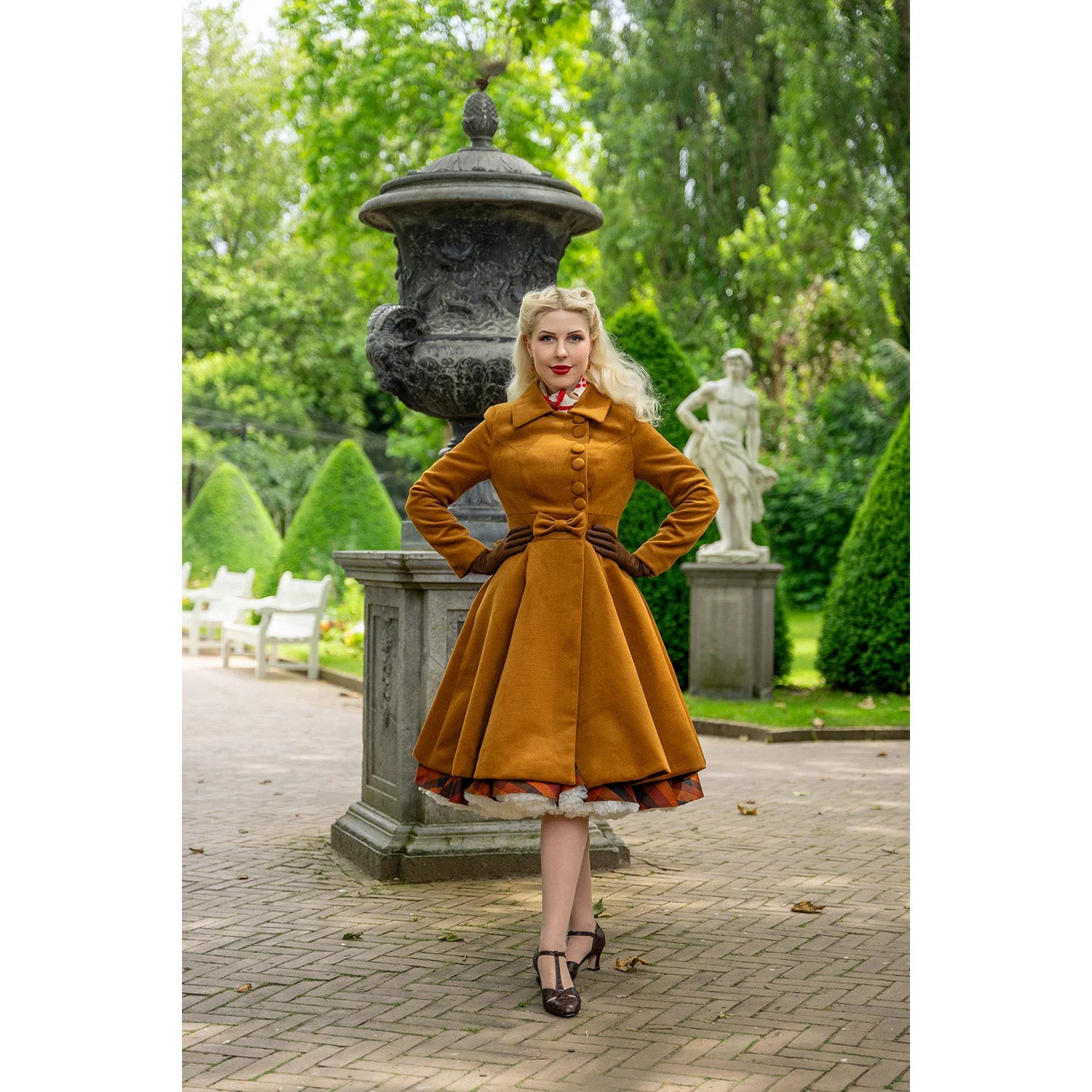 Ochre Vintage Inspired Classic Double Breasted Swing Coat