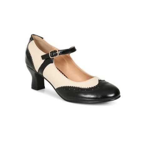 Black Cream Mary Jane Court Shoes