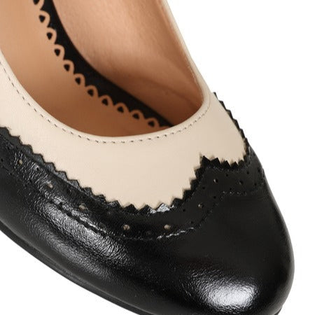 Black Cream Mary Jane Court Shoes