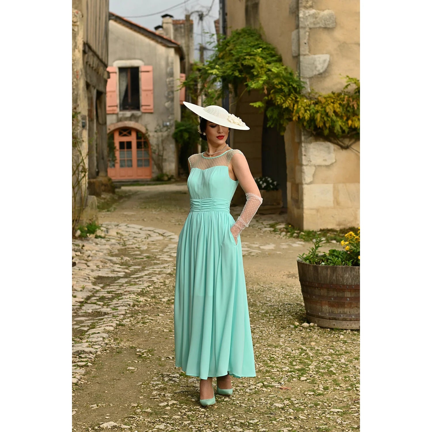 Mint Green Sleeveless Midaxi Cotton Dress