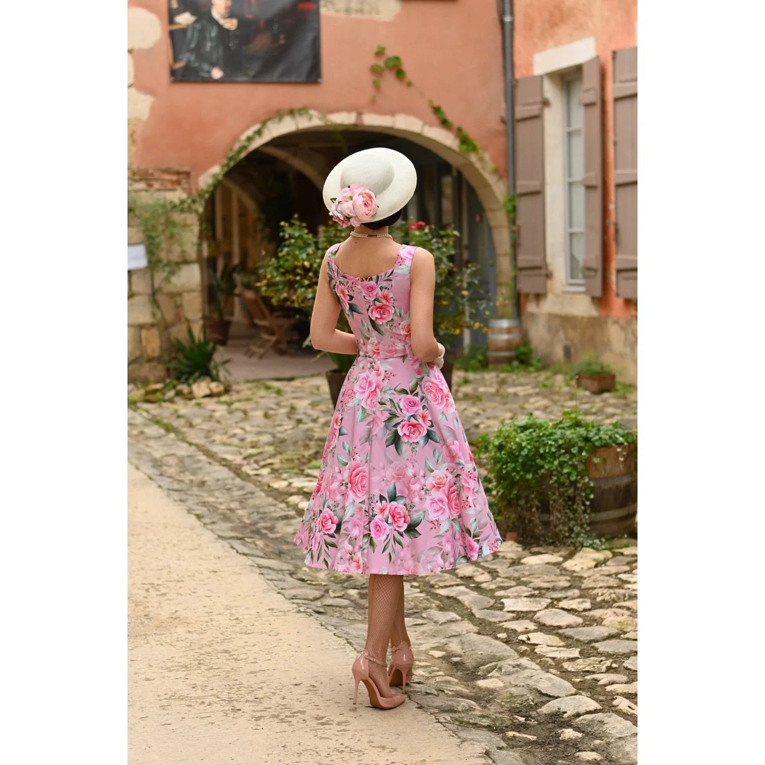 Summer Blossom Pink Floral Rockabilly 50s Swing Dress