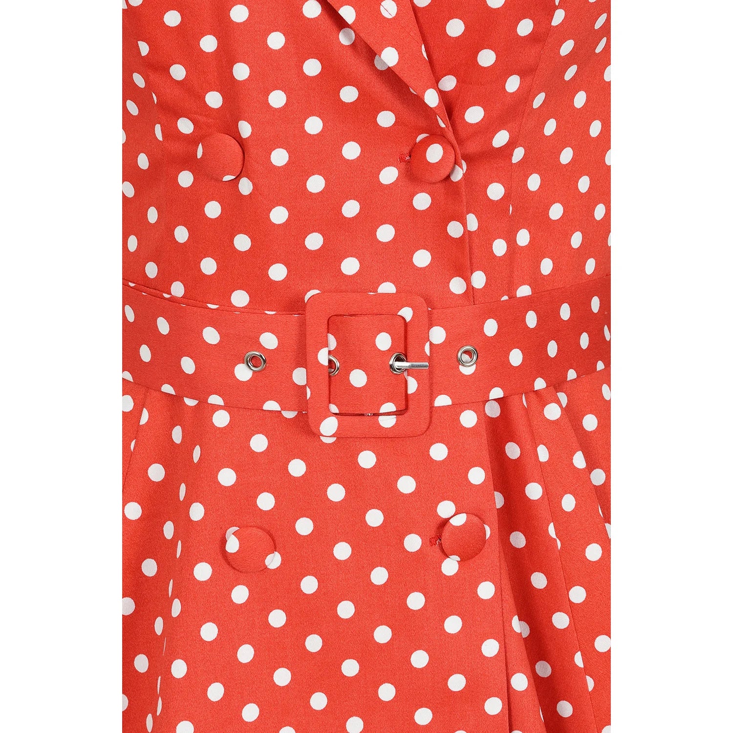 Red Polka Dot Print Sleeveless Collared 50s Swing Tea Dress