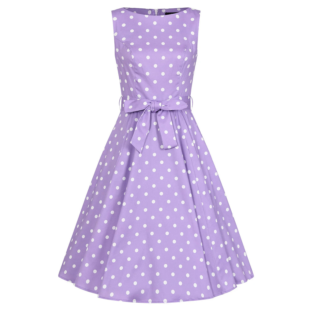 Summer Lilac Polka Dot Rockabilly 50s Swing Dress