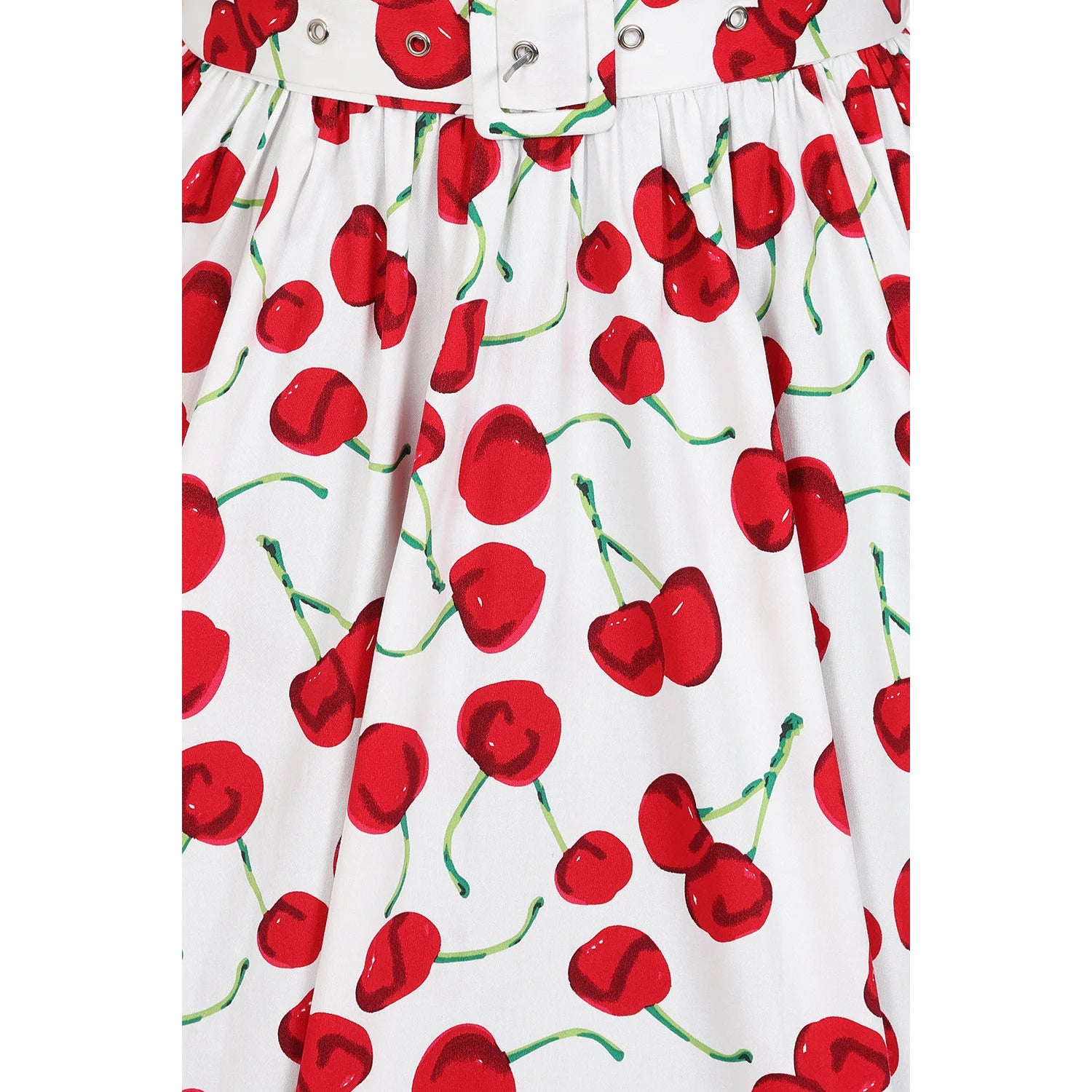 White And Red Cherries Cherry Print Rockabilly Swing Skirt