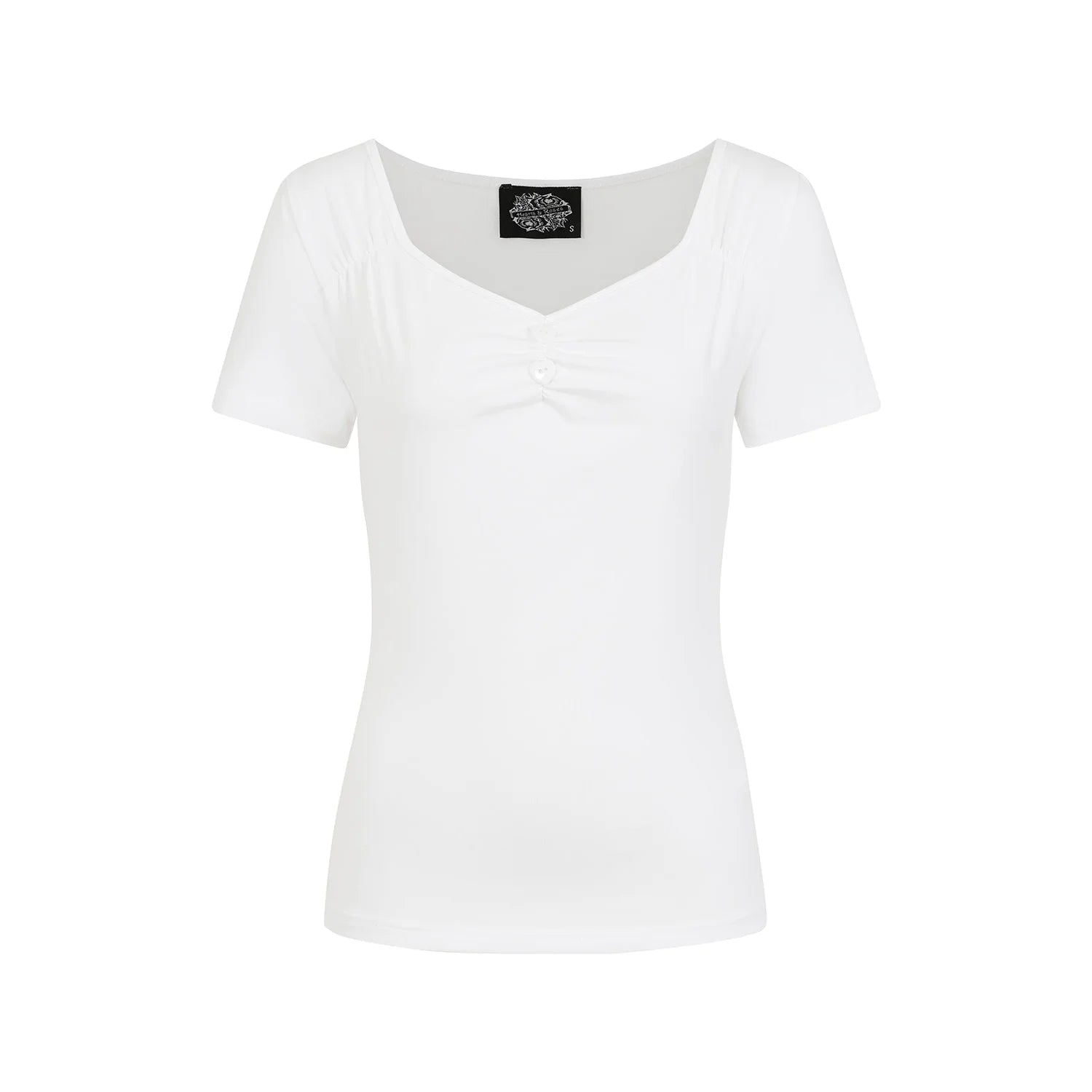 White Cap Sleeve Sweetheart Neckline Top