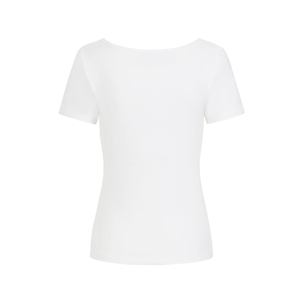 White Cap Sleeve Sweetheart Neckline Top