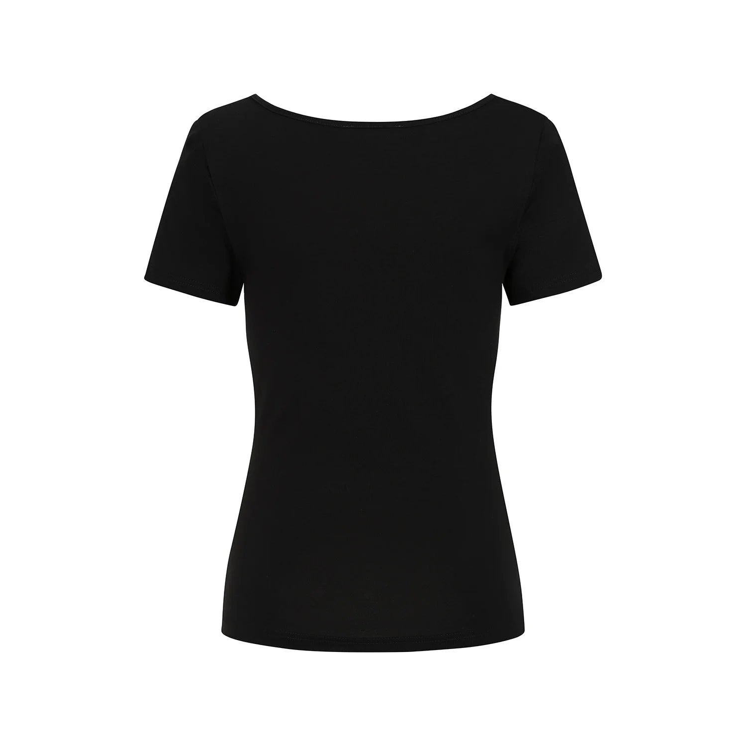 Black Cap Sleeve Sweetheart Neckline Top