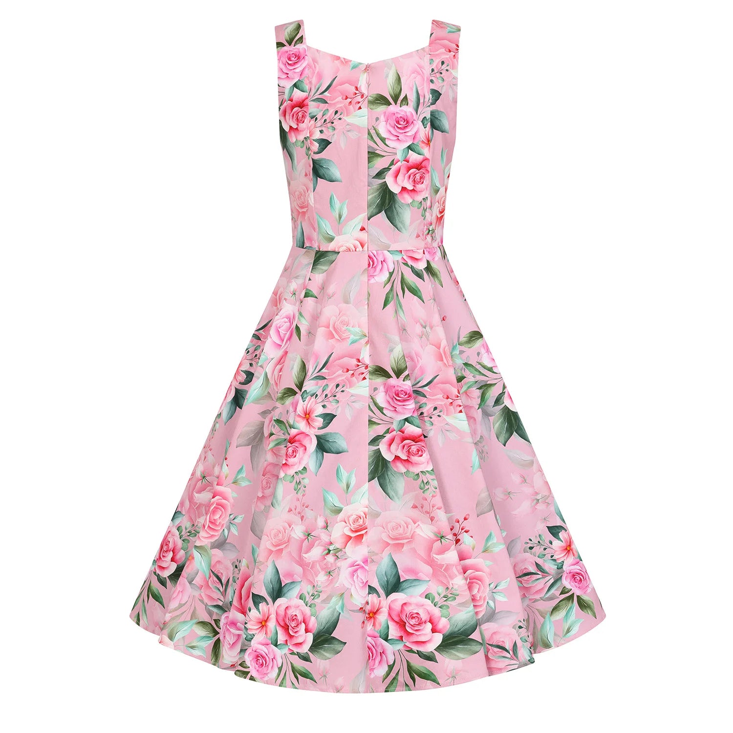 Summer Blossom Pink Floral Rockabilly 50s Swing Dress