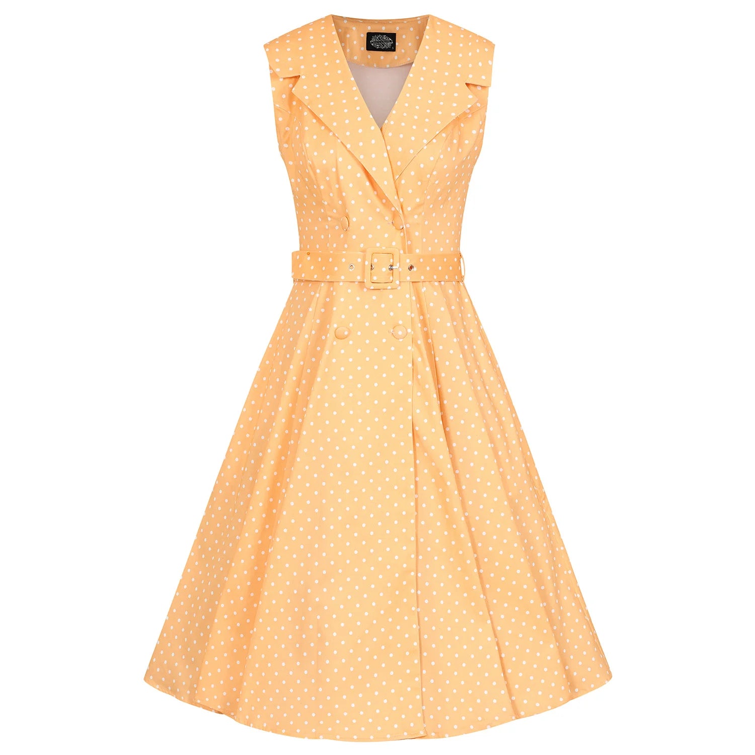 Summer Orange Polka Dot Rockabilly Sleeveless 50s Swing Tea Dress