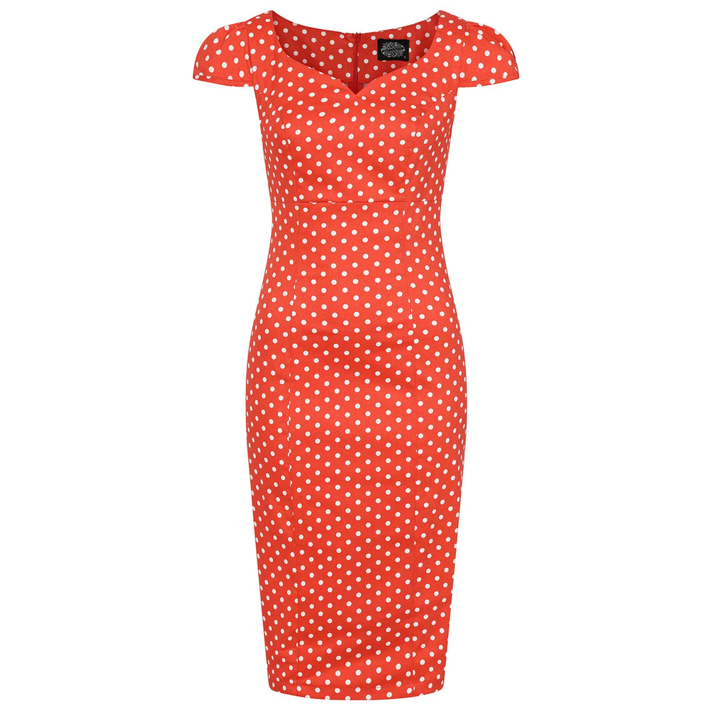 Red And White Polka Dot Classic 40s Vintage Wiggle Dress