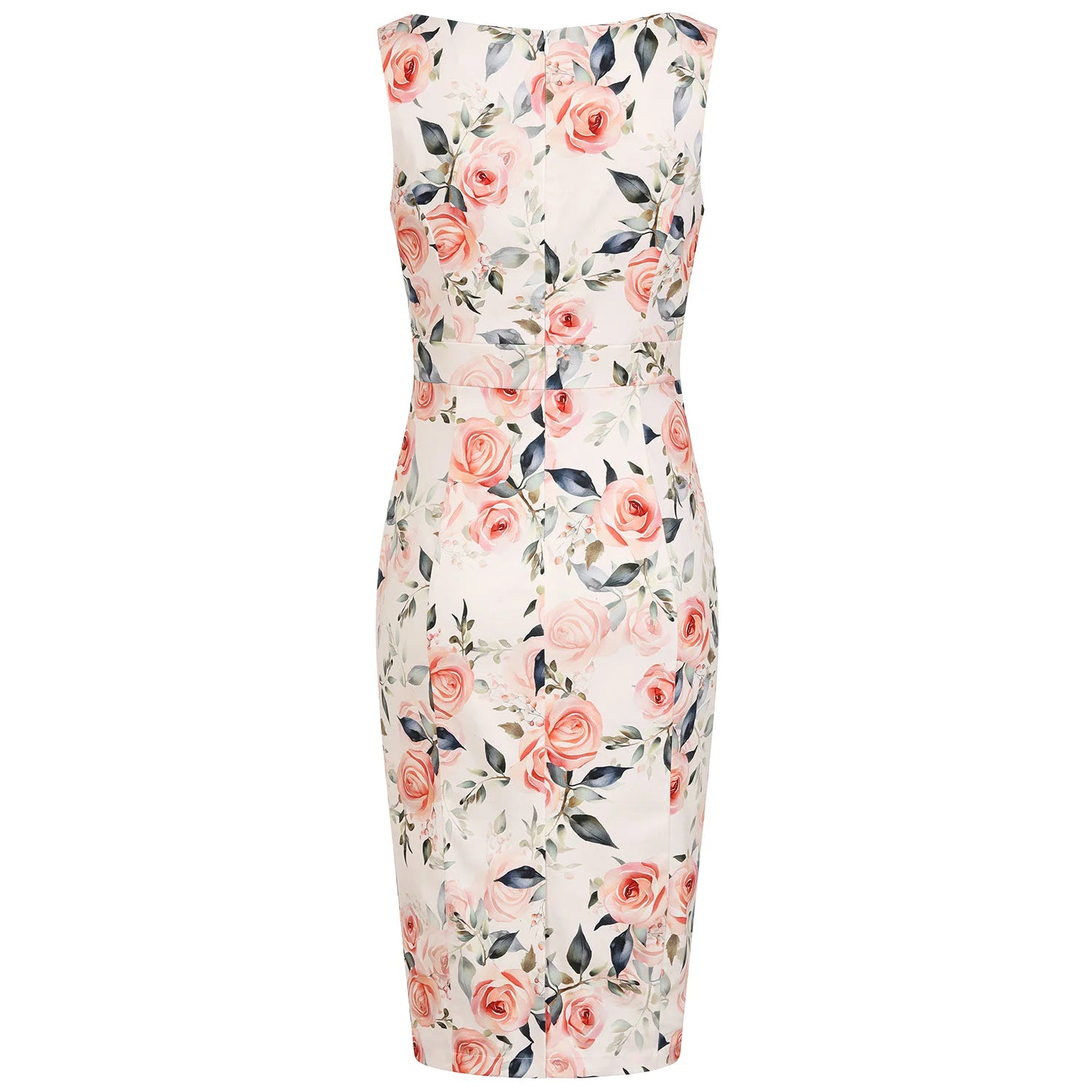 Soft Pink Floral Classic 40s Vintage Wiggle Dress