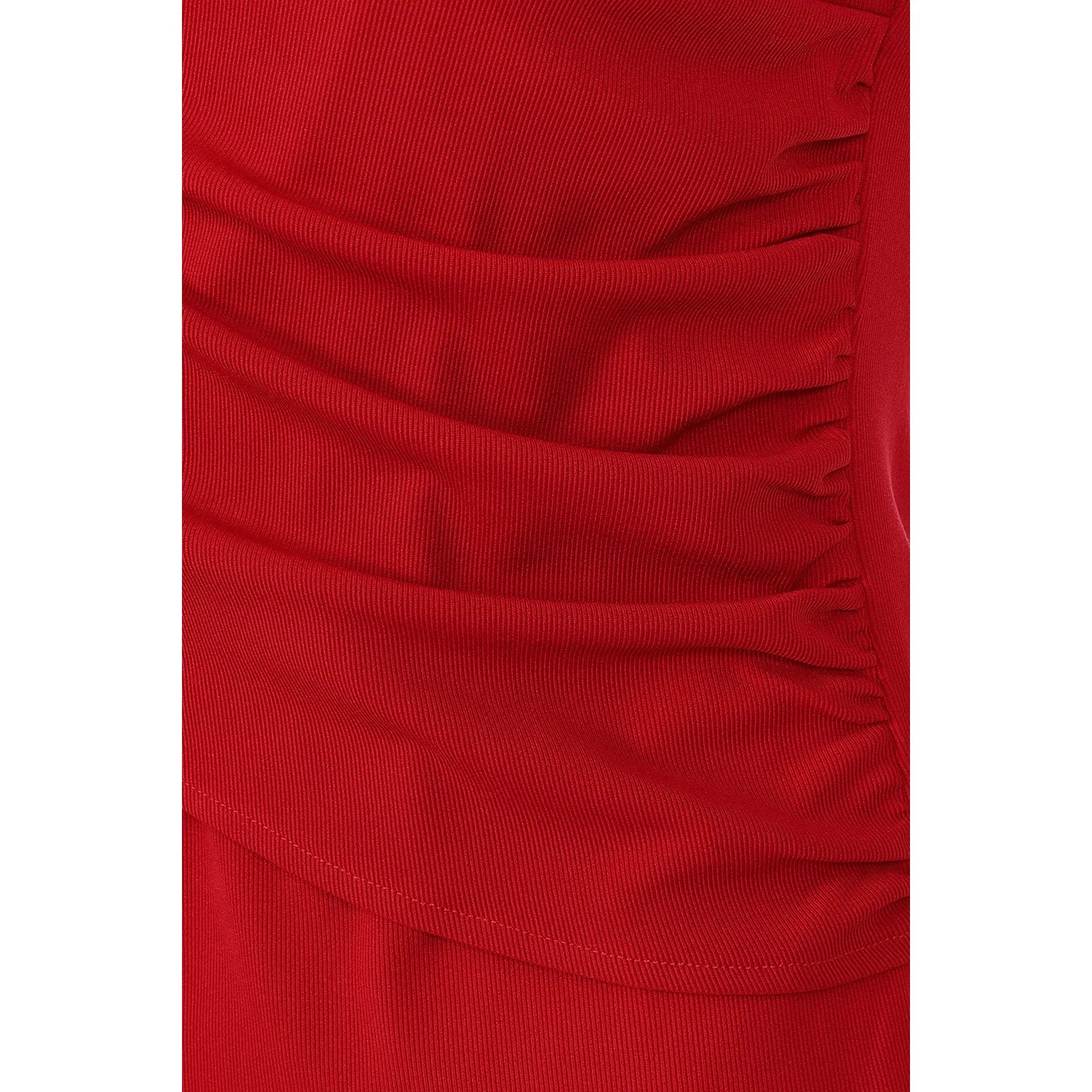 Red Sleeveless V Neck Ribbed Top