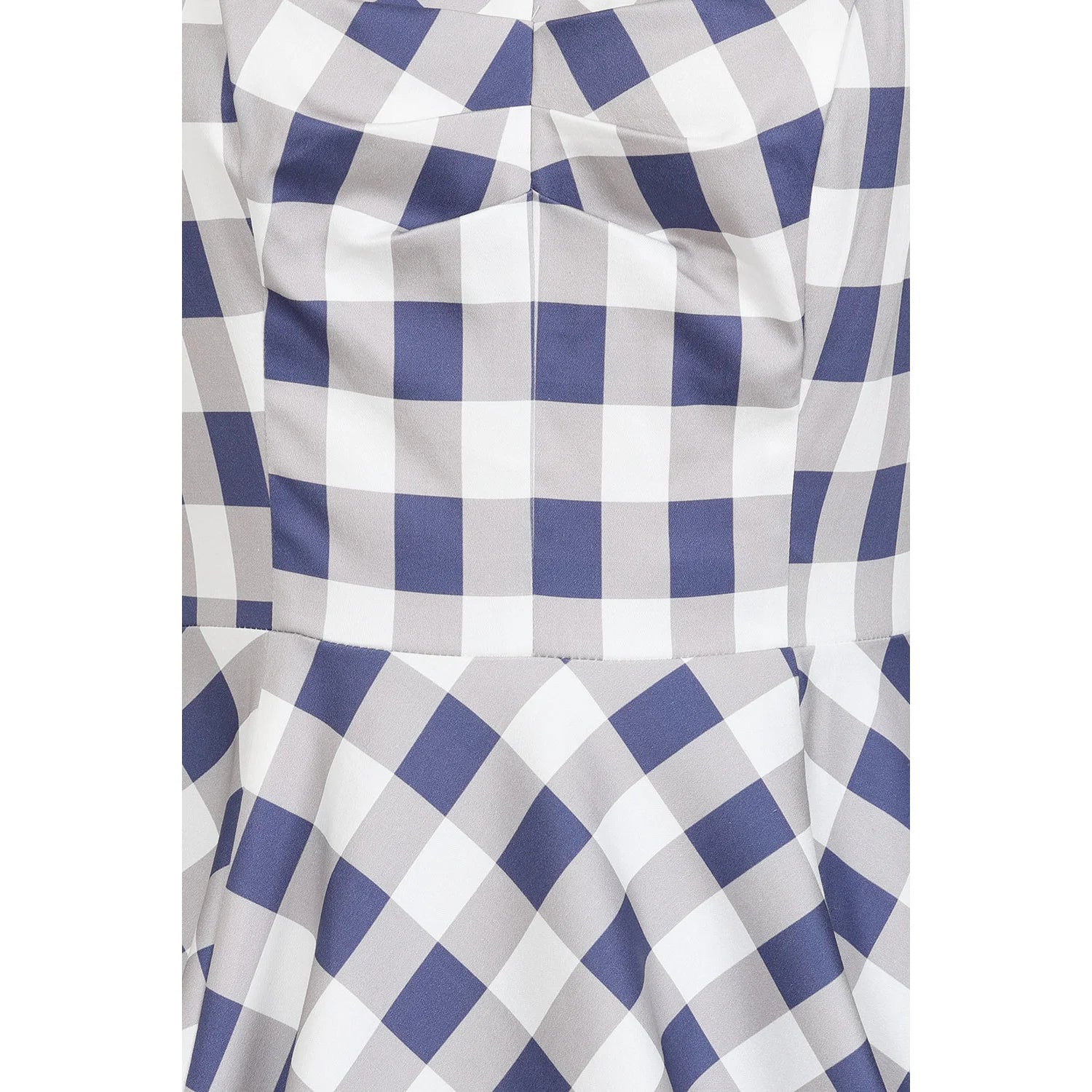 Blue And Grey Check Strappy Rockabilly 50s Swing Dress