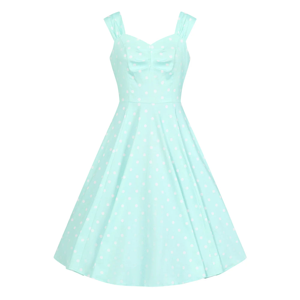 Mint Green Polka Dot Strappy Rockabilly 50s Swing Dress