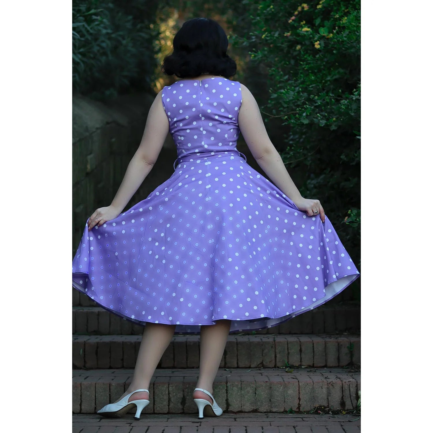 Summer Lilac Polka Dot Rockabilly 50s Swing Dress