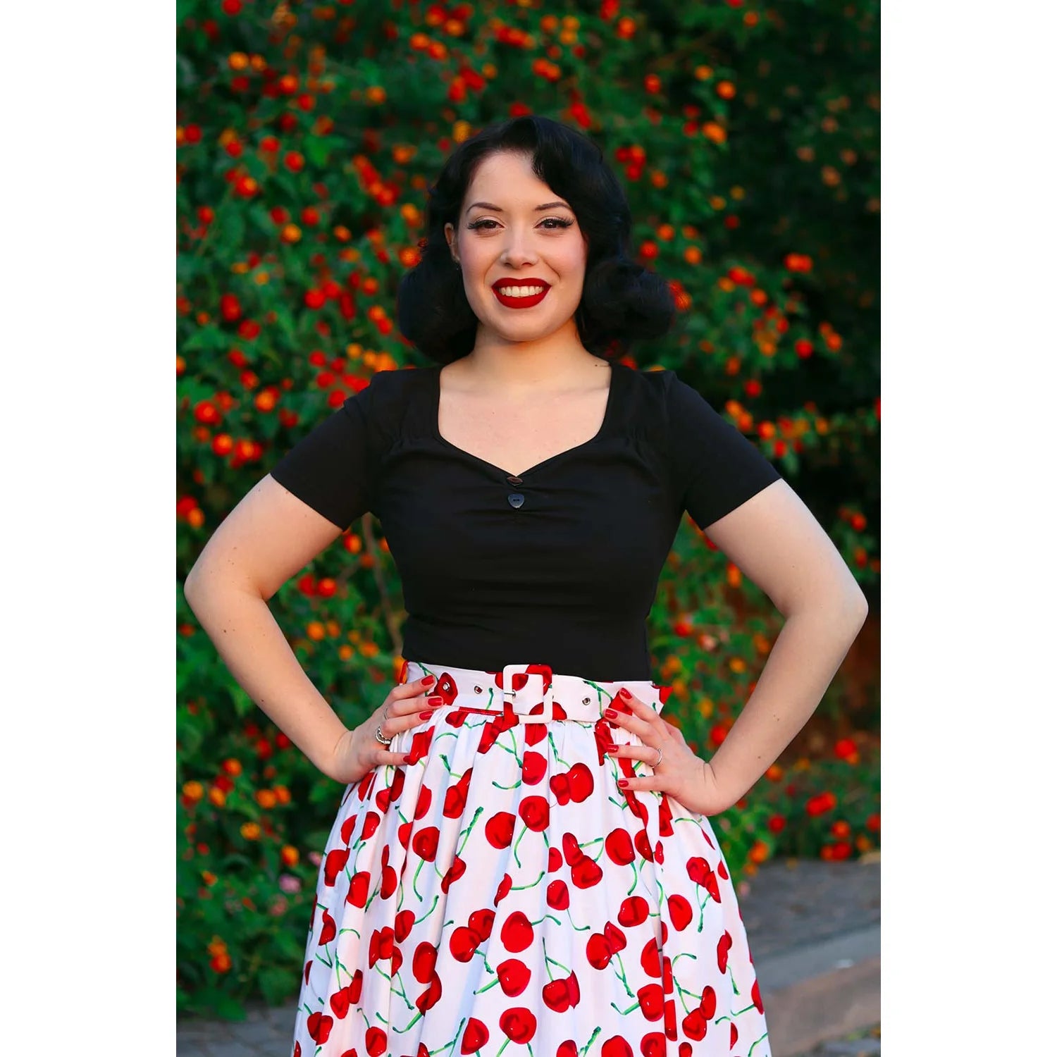 Black Cap Sleeve Sweetheart Neckline Top