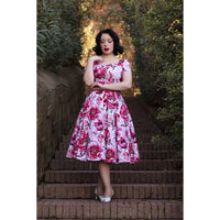 PUKAVT Women's 1950s Retro Swing Dress With Pockets - Cap Sleeve Cocktail Party Dress