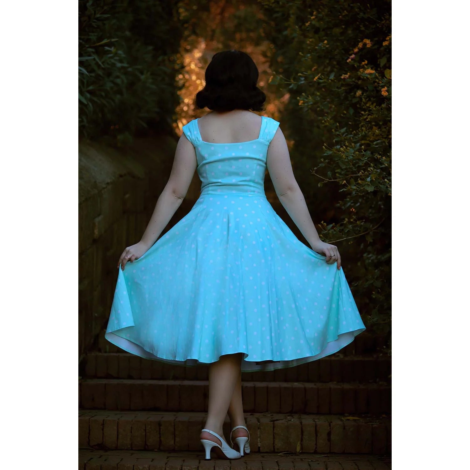 Mint Green Polka Dot Strappy Rockabilly 50s Swing Dress