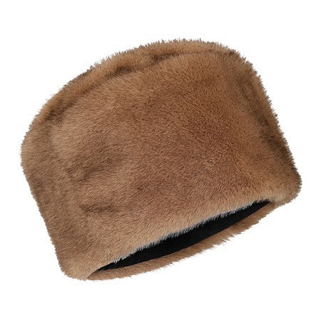 Beige Tan Faux Fur Winter Hat