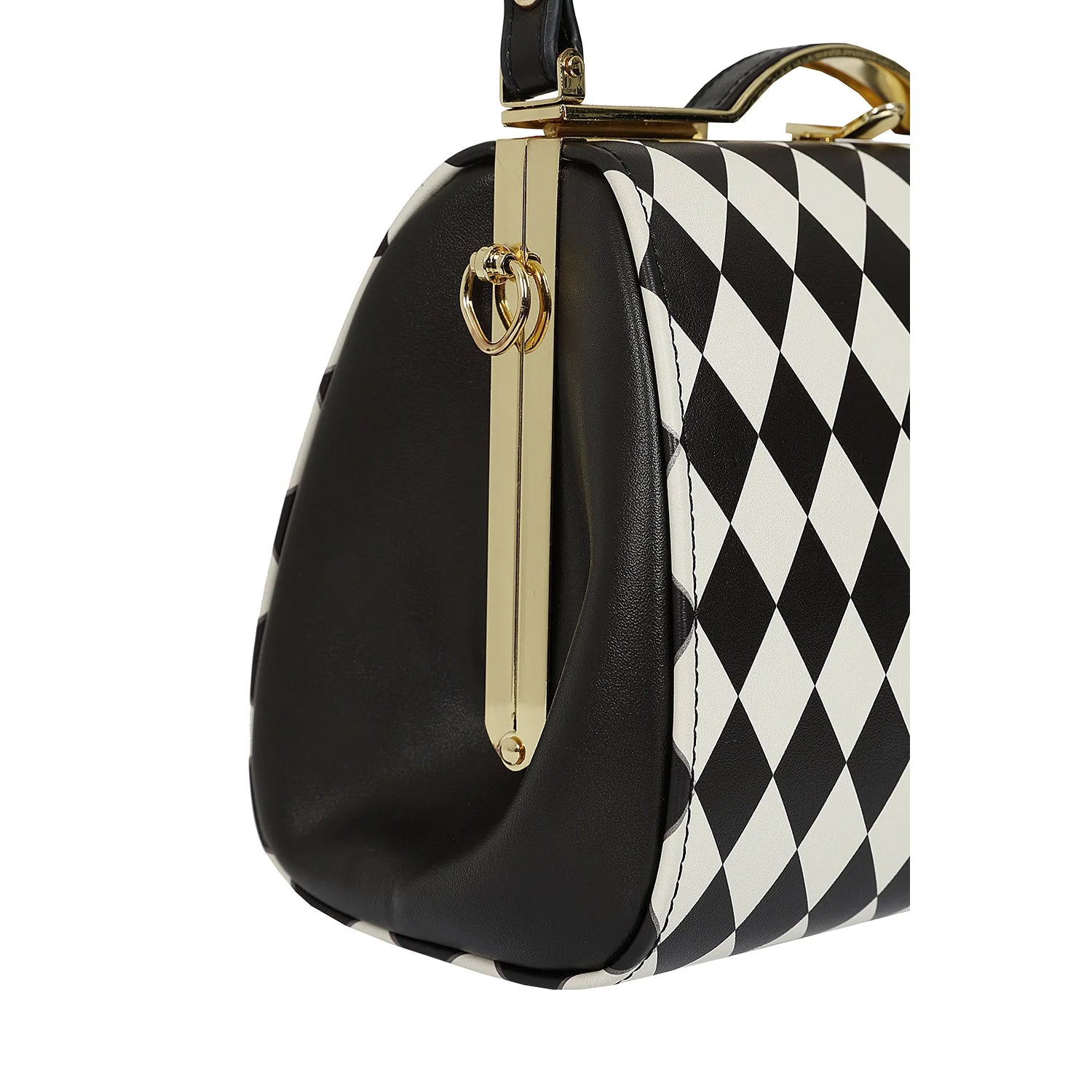 Black White Retro Harlequin Shoulder Strap Handbag