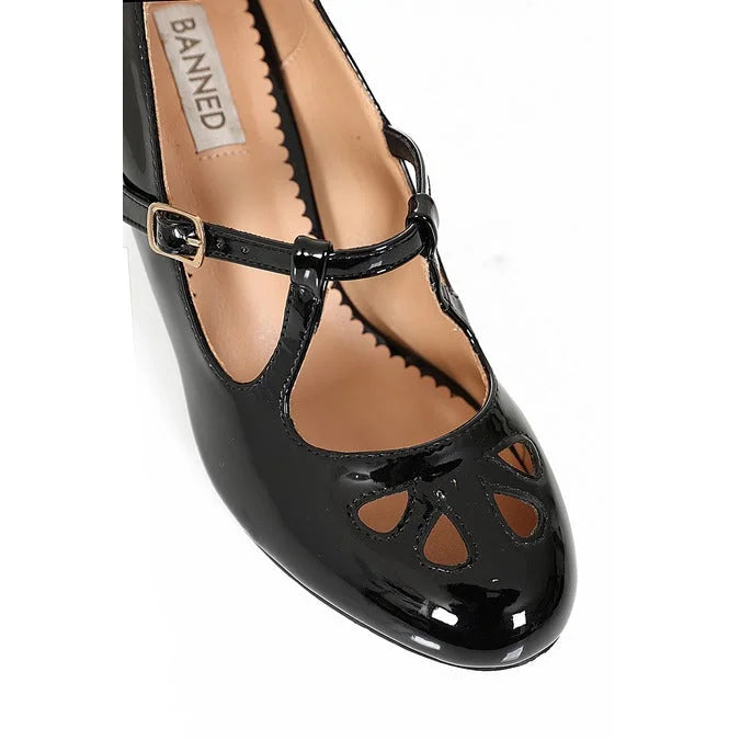 Black Retro Mary Jane Heel Shoes