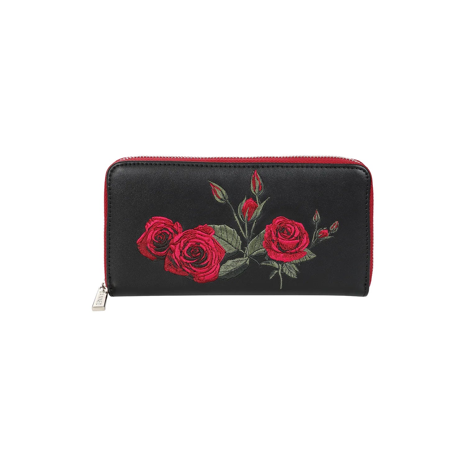 Vintage Black Red Rose Wallet Purse