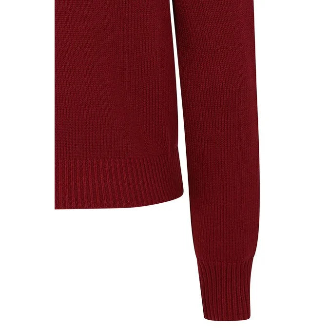 Burgundy Wine Vintage Knot Tie Bow Heavy Yarn Knitted Cardigan