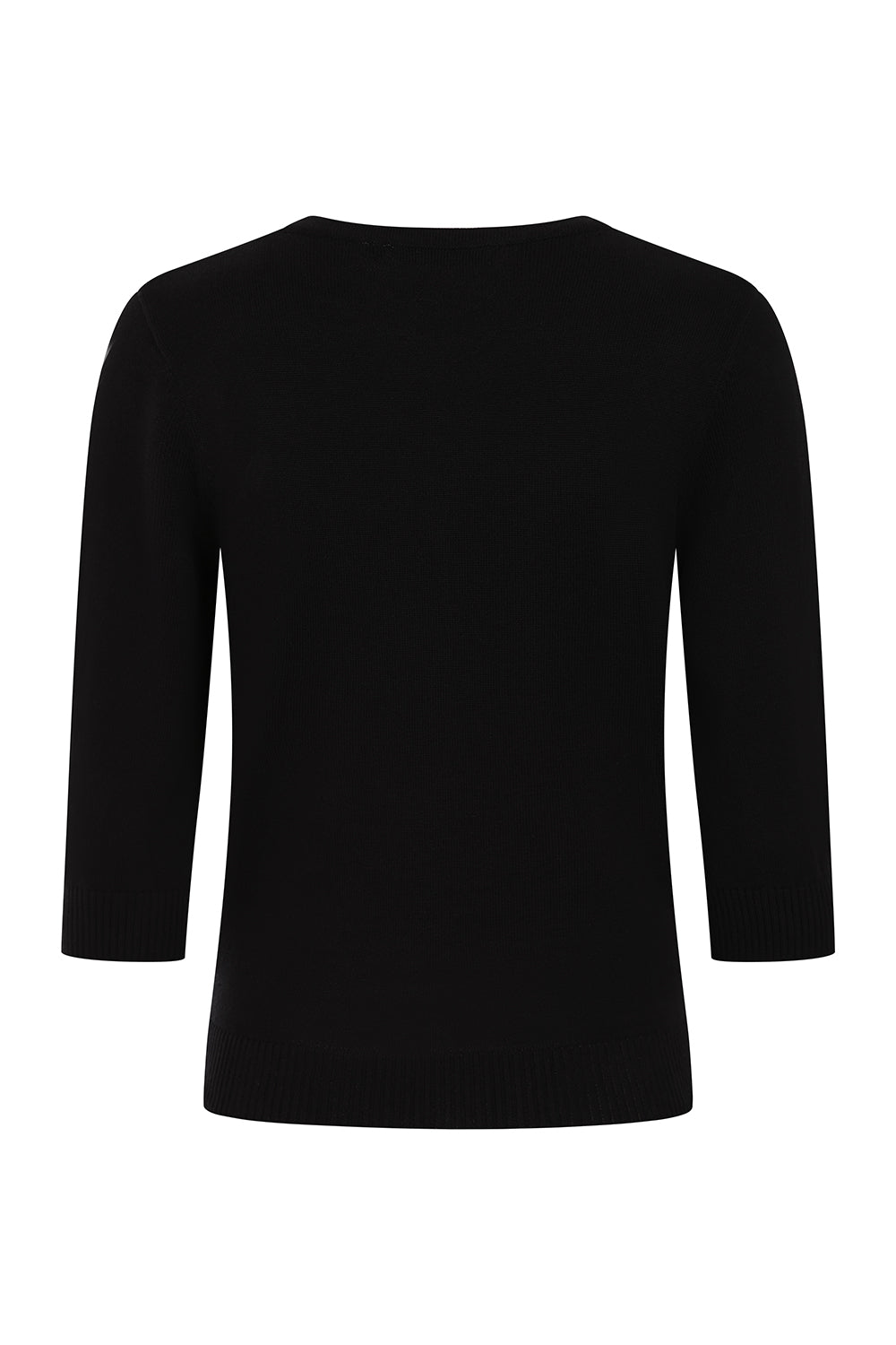 Black 3/4 Sleeve Rose Embroidered Cardigan