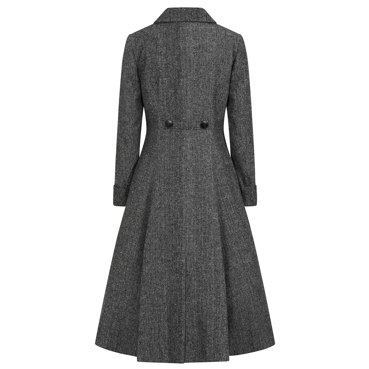 Grey Herringbone Vintage Inspired Classic Swing Coat