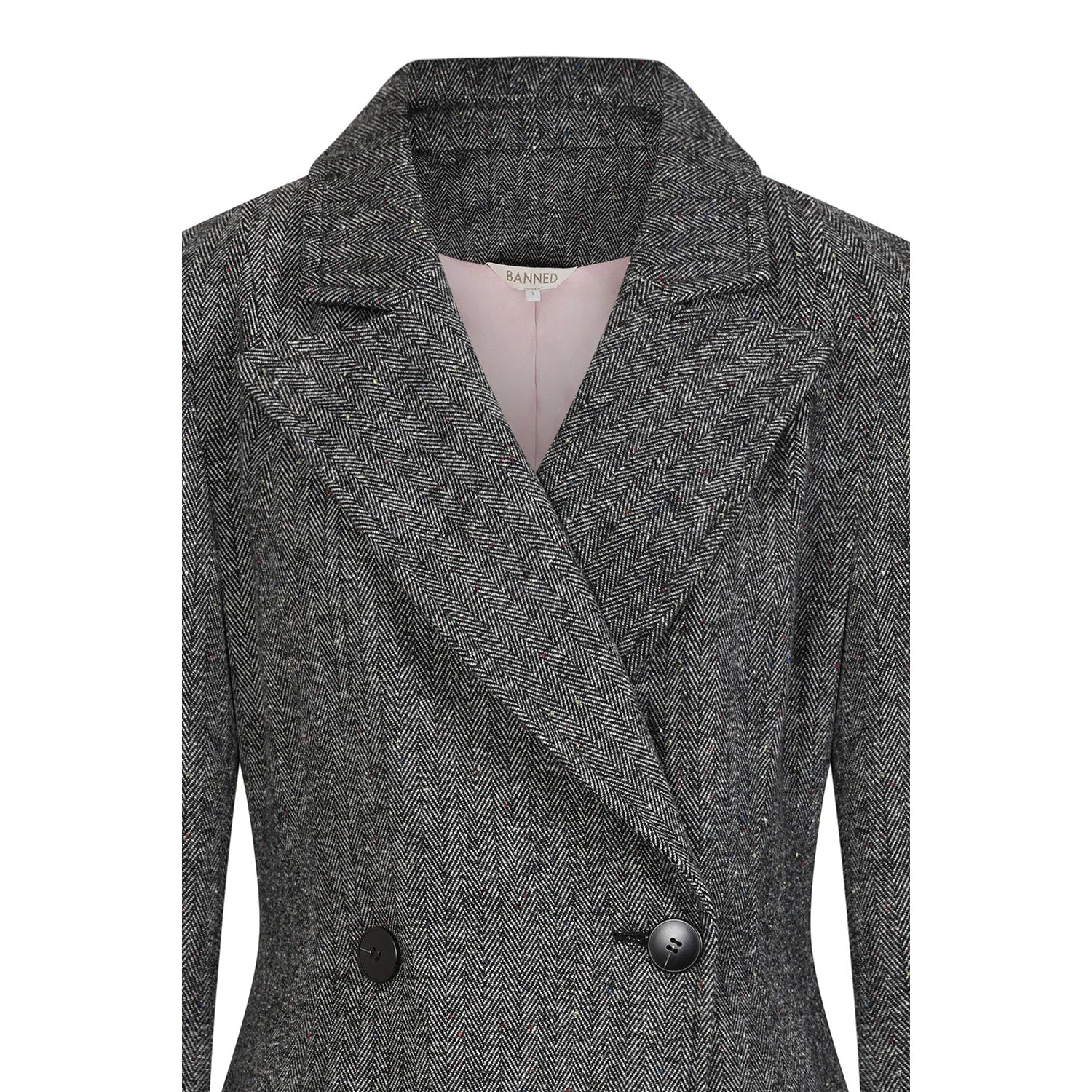 Grey Herringbone Vintage Inspired Classic Swing Coat