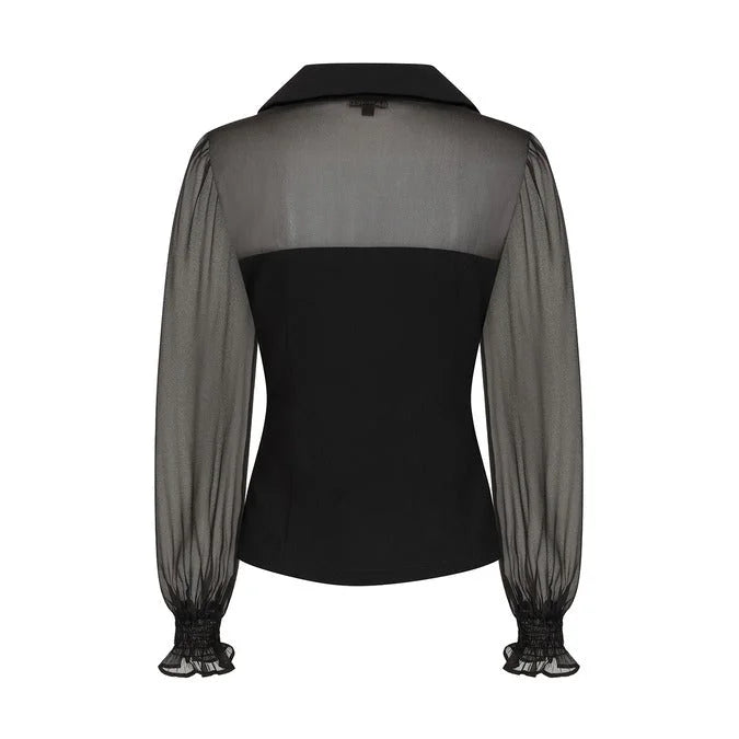 Black Retro 50s Romantic Blouse