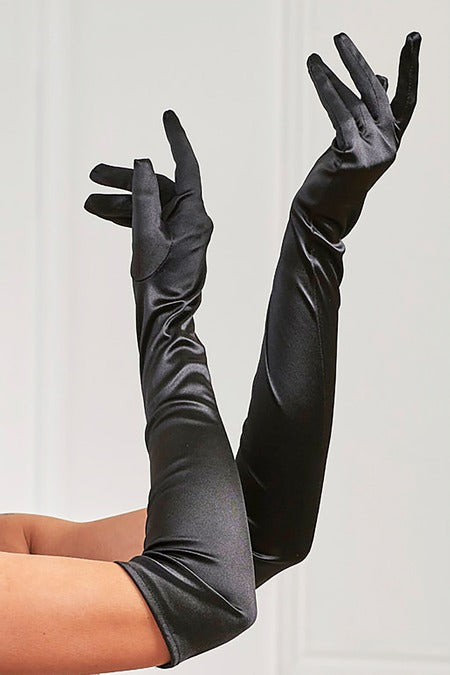 Black Satin Long Opera Gloves