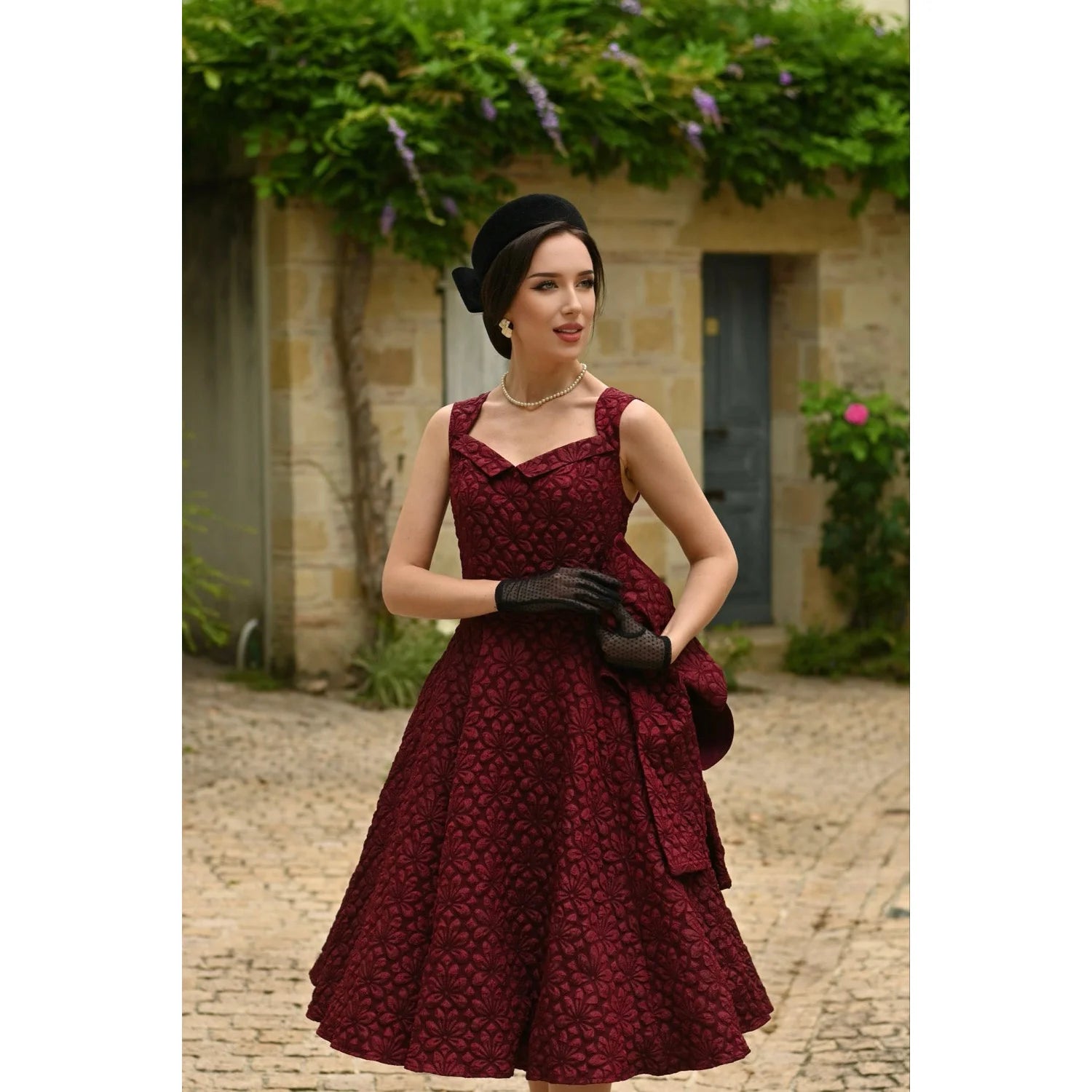 Burgundy Wine Twin Set Swing Dress With Matching Bolero