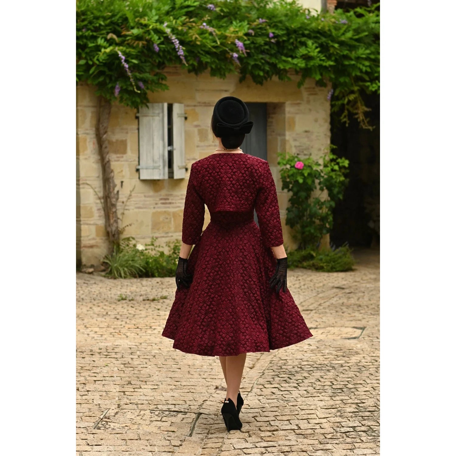 Burgundy Wine Twin Set Swing Dress With Matching Bolero